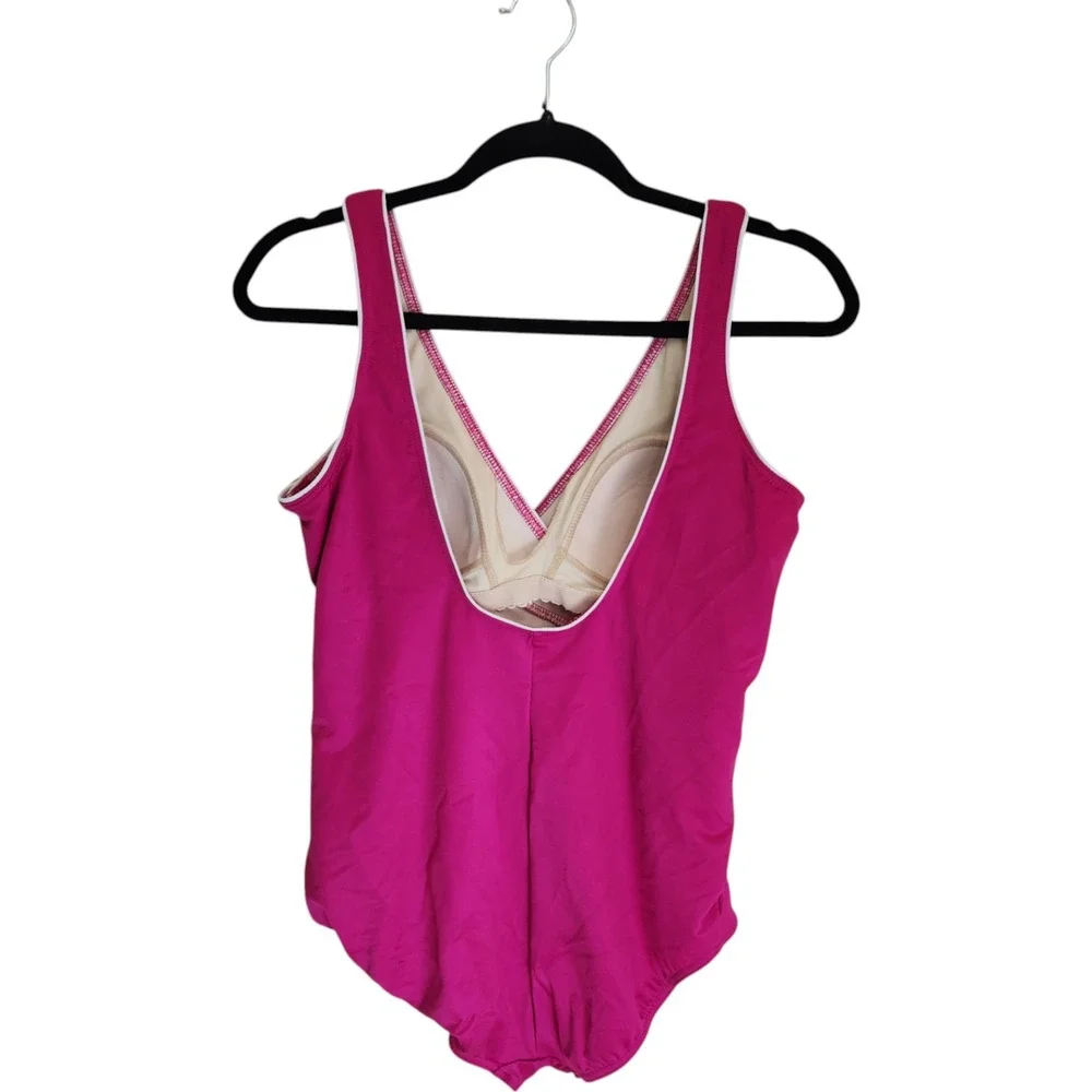 Miraclesuit Swimsuit Size 14 Wrap Trim Soft Padding‎ Wireless 1-Piece Scoop-Back